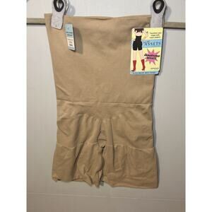 ASSETS by SPANX Womens Shaping High Waist Mid Thigh Tan Naked Shapewear XL